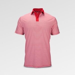 Marucci Mens Red Striped Performance Polo